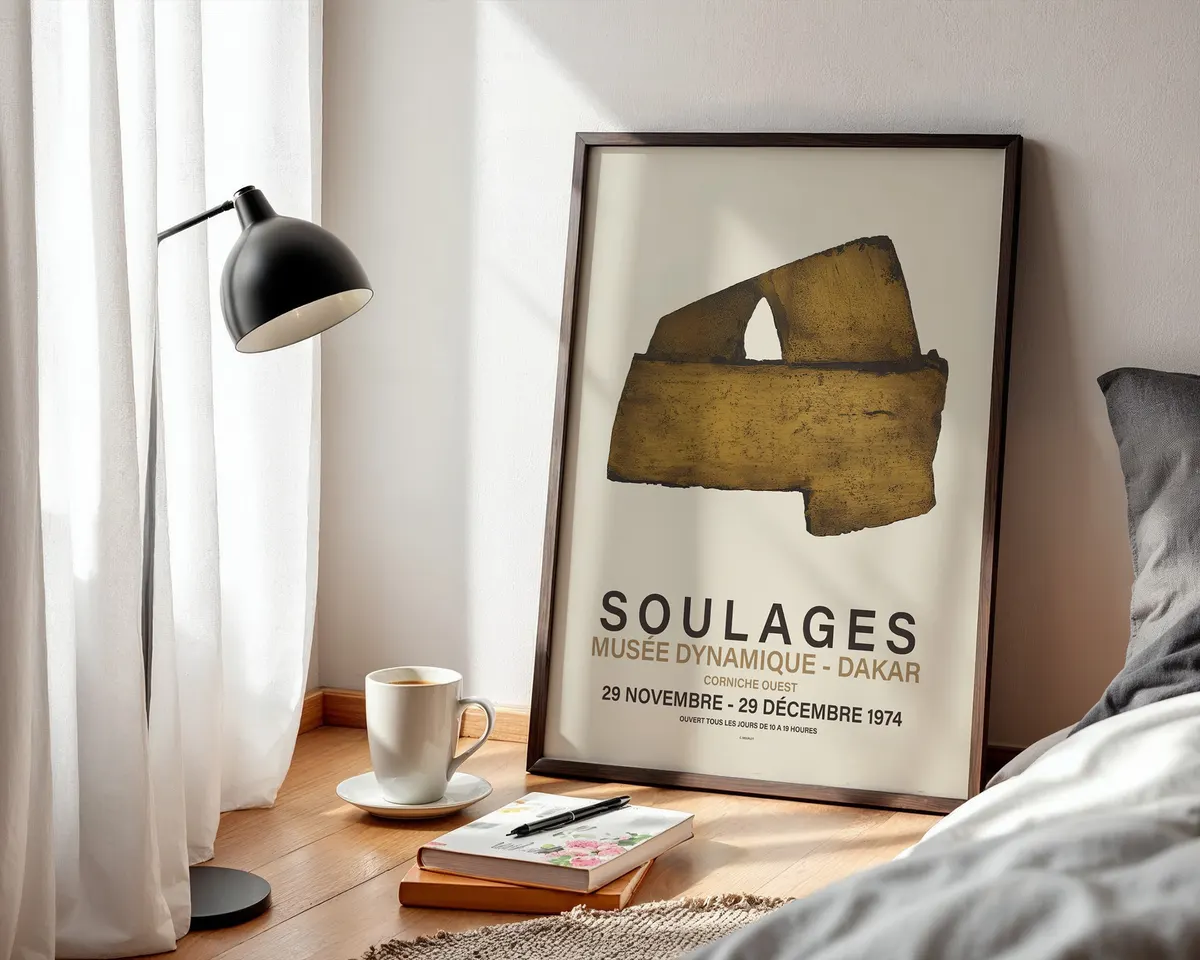 Warm brown abstract art poster with earthy ochre and deep umber gestural strokes. — photo 3