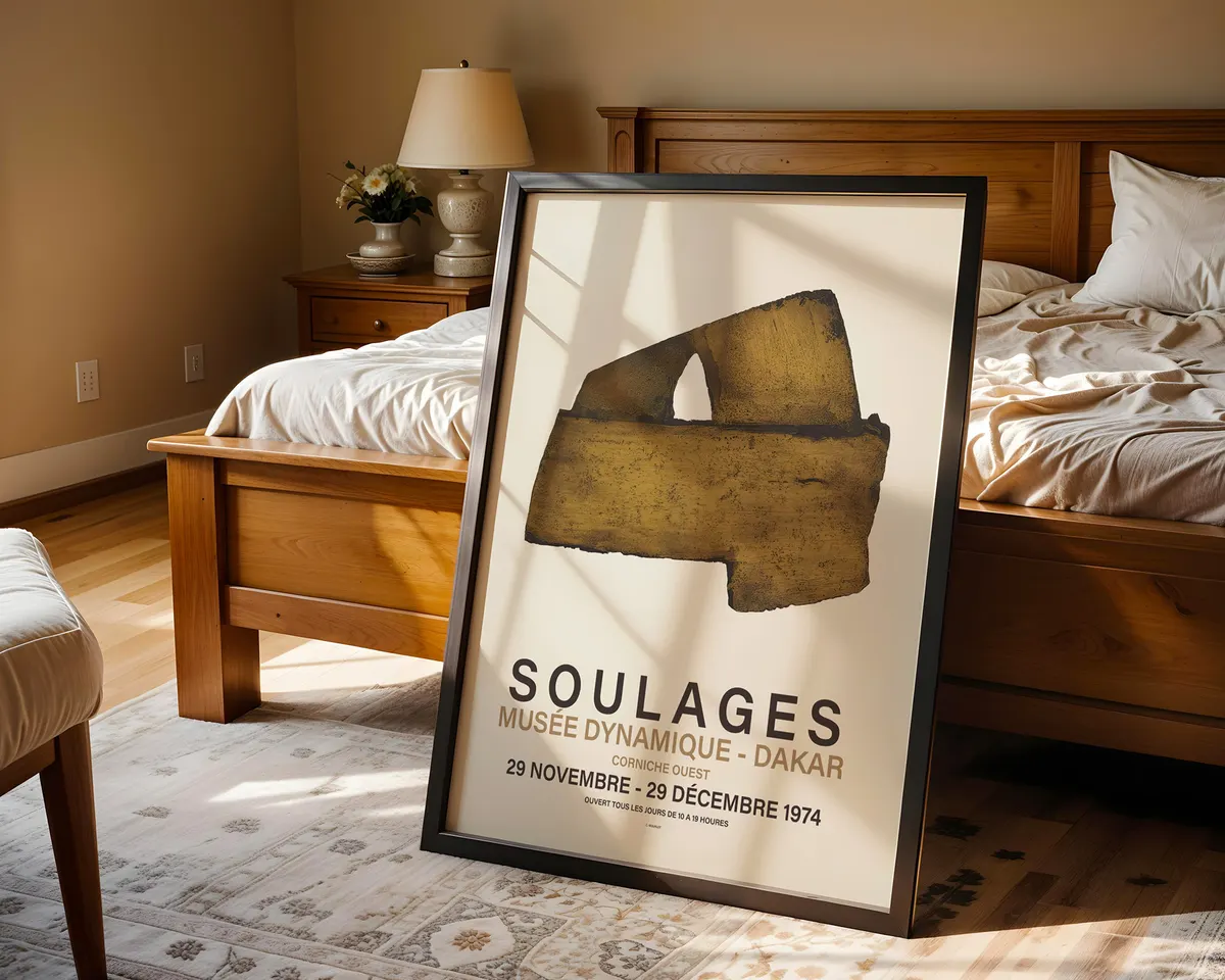 Warm brown abstract art poster with earthy ochre and deep umber gestural strokes. — photo 4