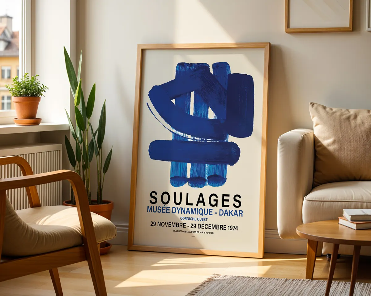 Deep blue abstract art poster with dark navy gestural composition and luminous surface texture. — photo 2