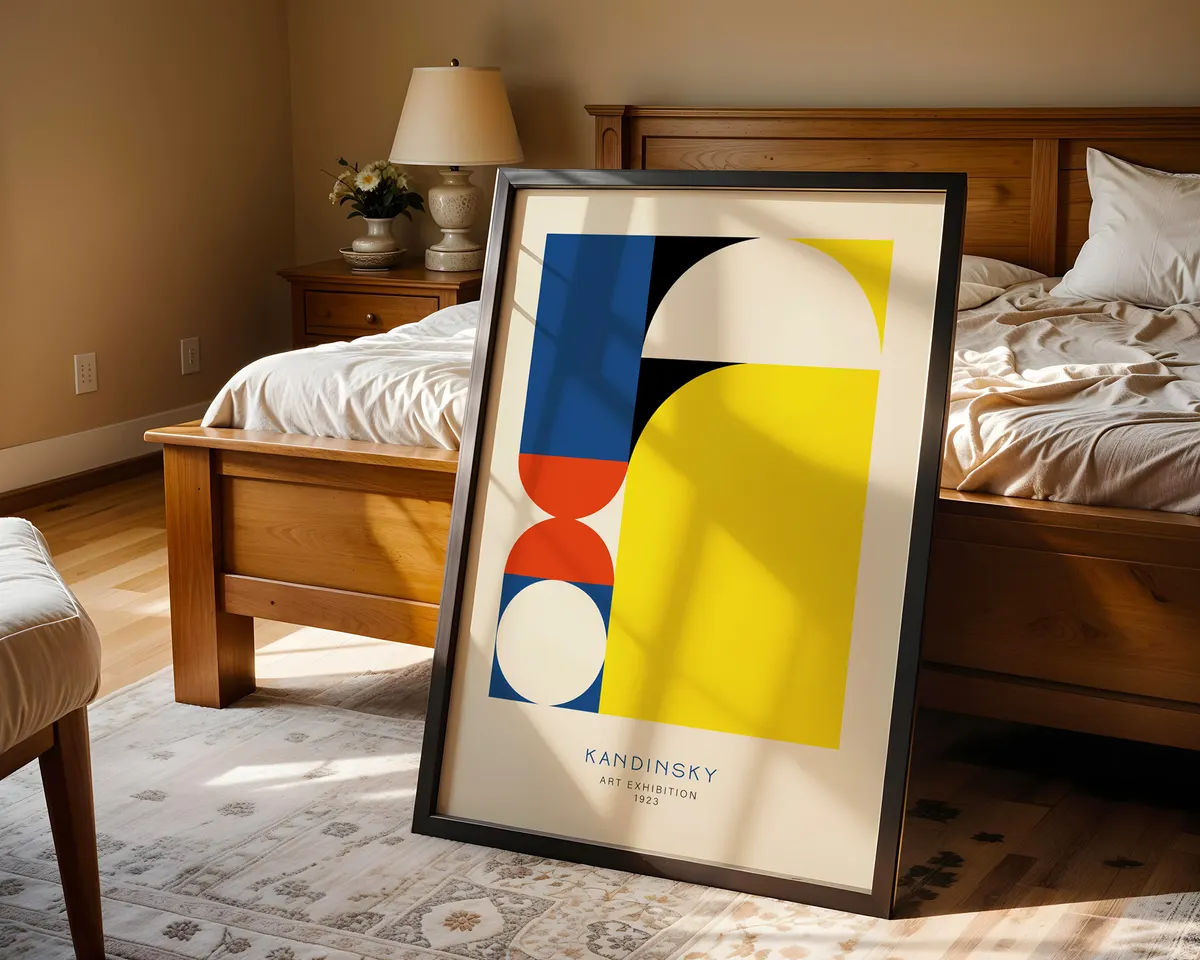 Colorful abstract geometric poster with circles, triangles and organic forms in a vibrant Kandinsky-style composition. — photo 4