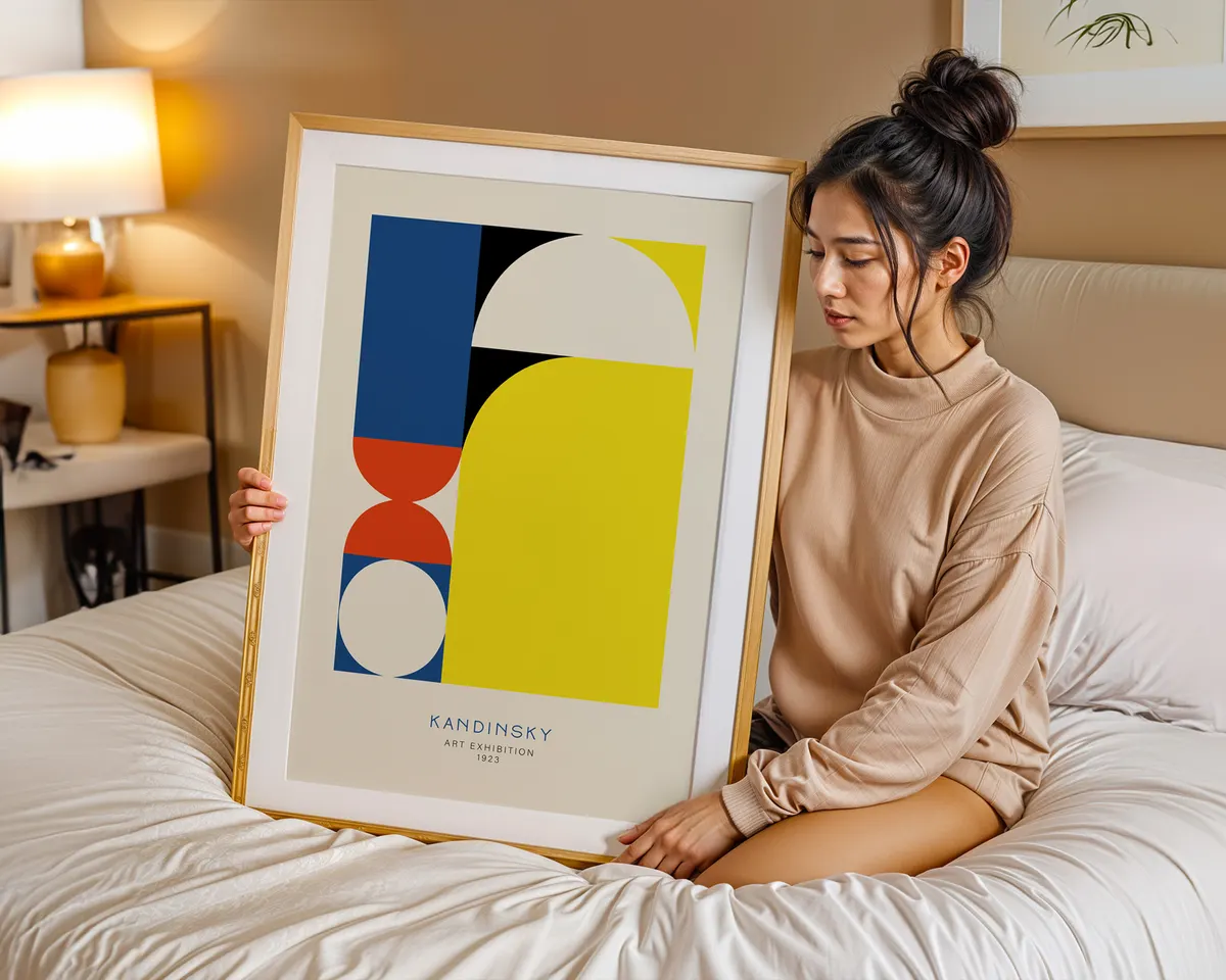 Colorful abstract geometric poster with circles, triangles and organic forms in a vibrant Kandinsky-style composition. — photo 7