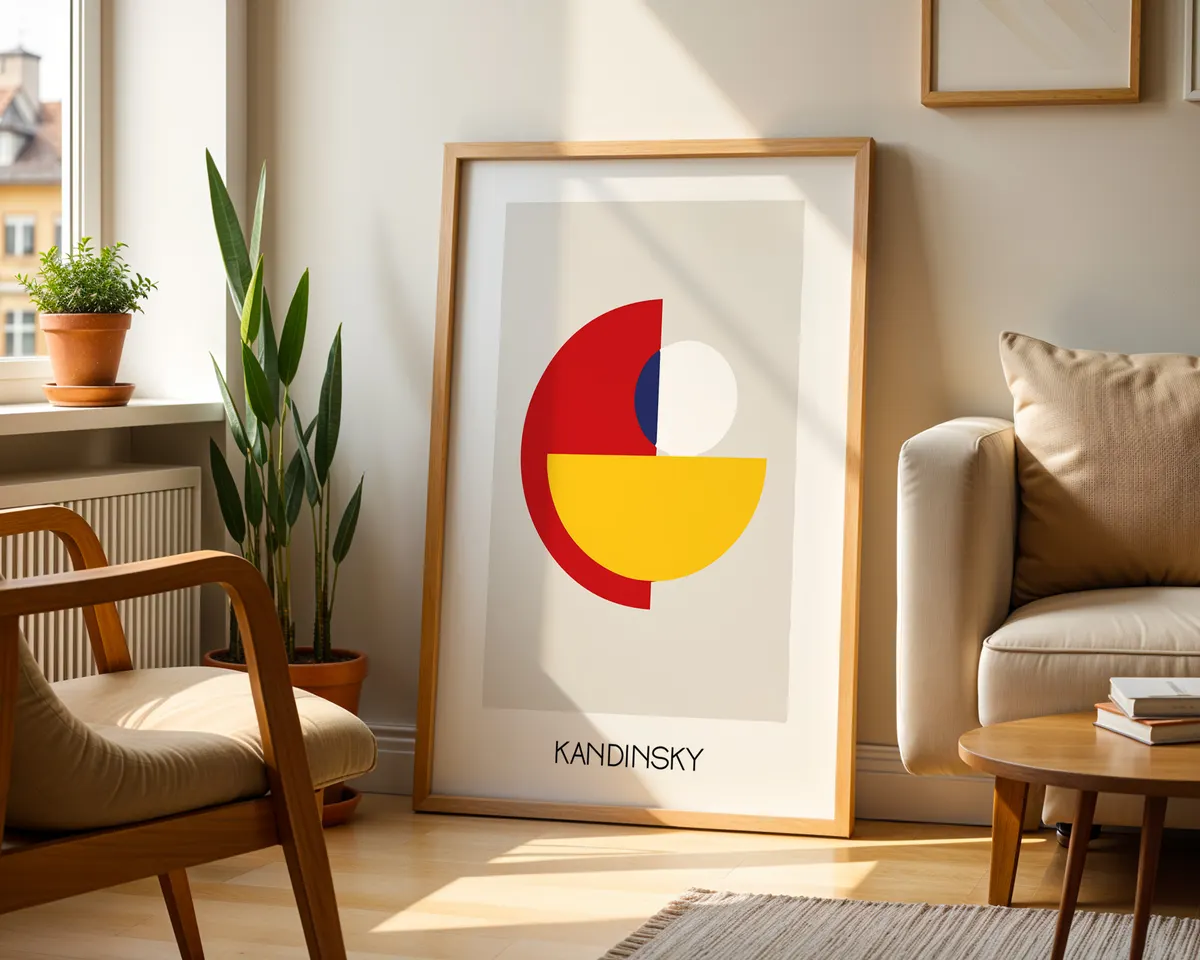 Geometric architecture-inspired modernist poster with clean structural forms and a primary colour palette. — photo 2