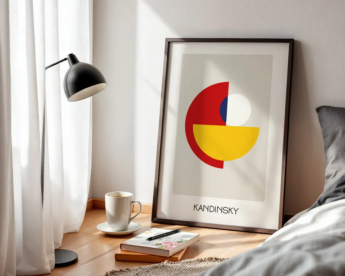 Geometric architecture-inspired modernist poster with clean structural forms and a primary colour palette. — photo 3