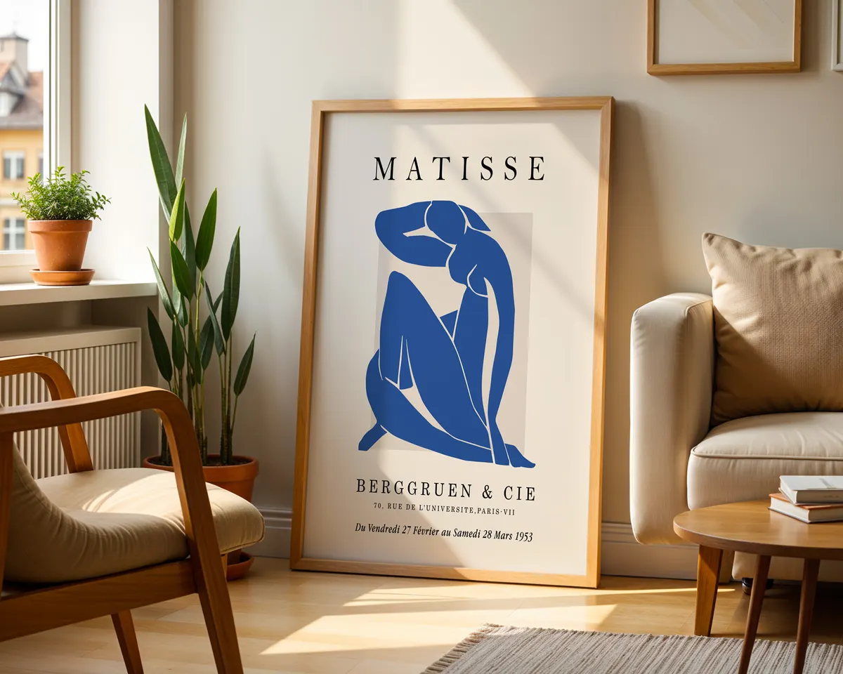 Fauvist style exhibition poster with bold saturated blue palette and loose gestural forms in joyful French art tradition. — photo 2