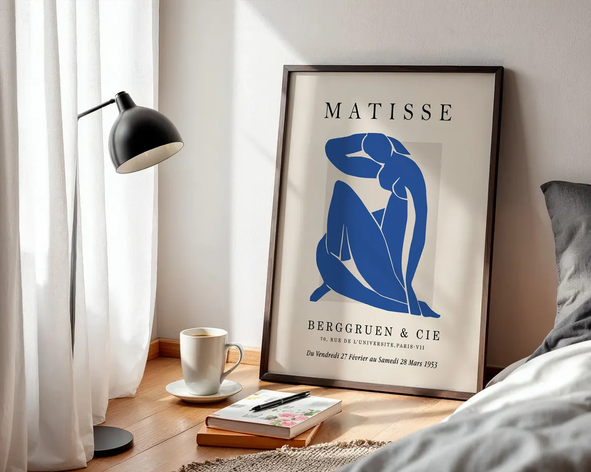 Fauvist style exhibition poster with bold saturated blue palette and loose gestural forms in joyful French art tradition. — photo 3