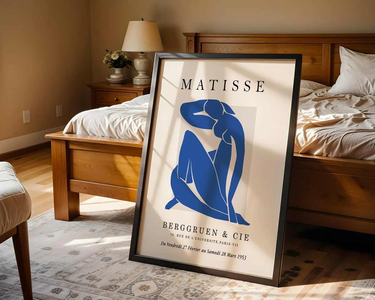 Fauvist style exhibition poster with bold saturated blue palette and loose gestural forms in joyful French art tradition. — photo 4