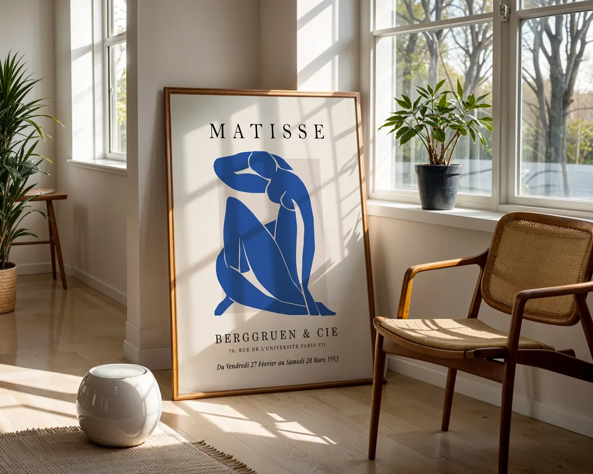Fauvist style exhibition poster with bold saturated blue palette and loose gestural forms in joyful French art tradition. — photo 5