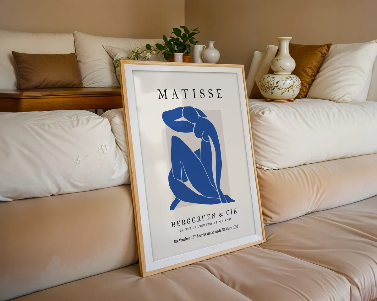 Fauvist style exhibition poster with bold saturated blue palette and loose gestural forms in joyful French art tradition. — photo 6