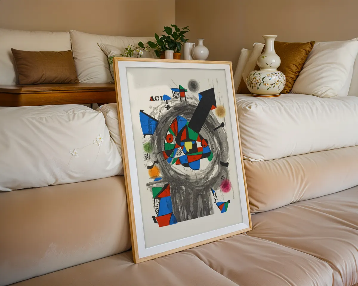 Surrealist abstract poster with playful biomorphic forms and constellation motifs in bold primary colours with black organic lines. — photo 6
