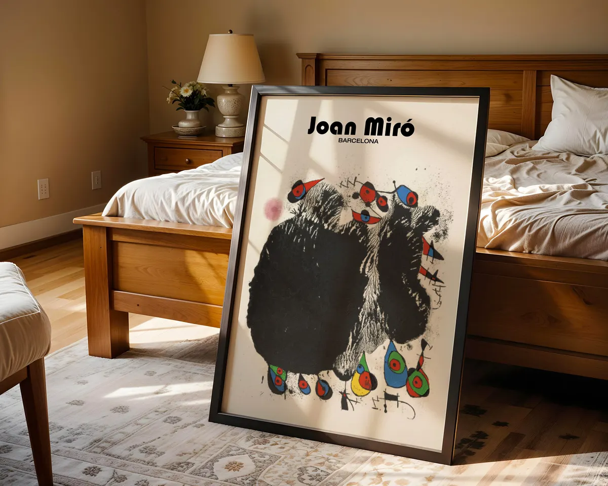 Surrealist abstract poster with joyful biomorphic and cosmic forms in bold primary and earth tones with organic black lines. — photo 4