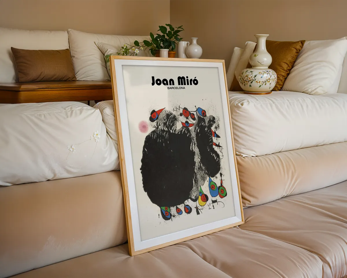 Surrealist abstract poster with joyful biomorphic and cosmic forms in bold primary and earth tones with organic black lines. — photo 6