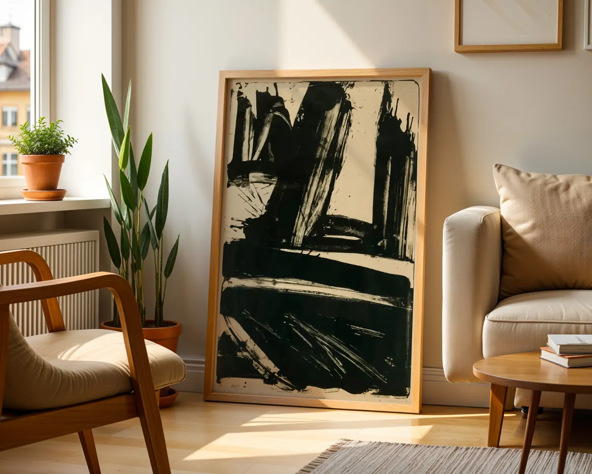 Abstract expressionist poster with raw energetic brushwork and bold gestural mark-making in 1950s New York School style. — photo 2
