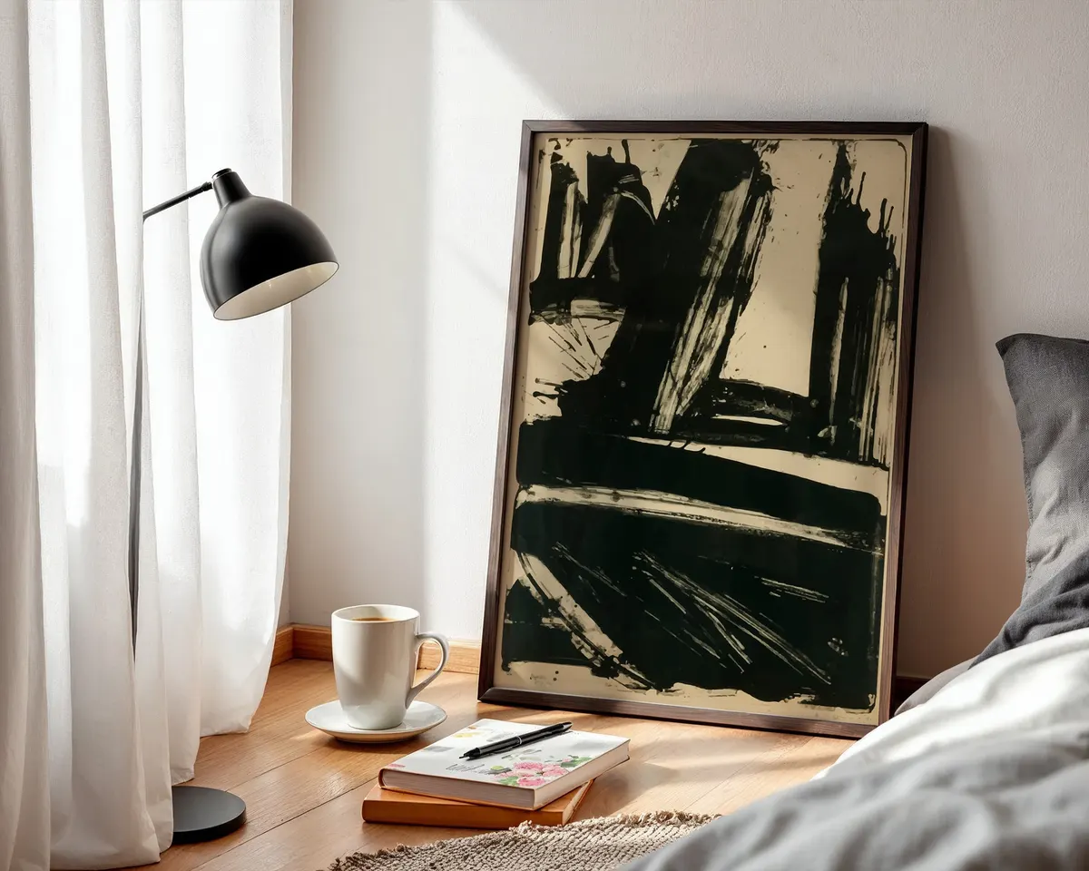 Abstract expressionist poster with raw energetic brushwork and bold gestural mark-making in 1950s New York School style. — photo 3