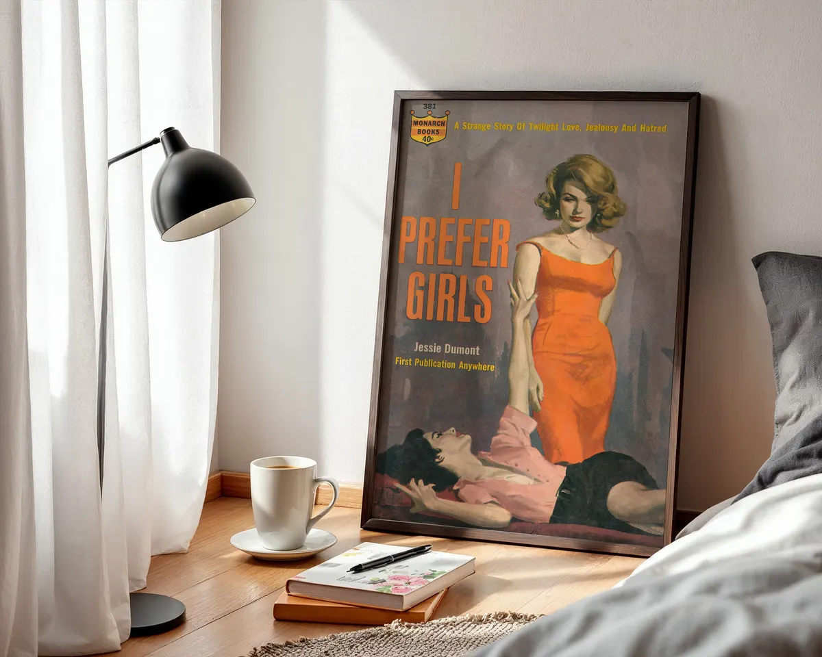 Bold typographic lesbian statement poster reading I Prefer Girls in a warm sapphic pride design. — photo 3