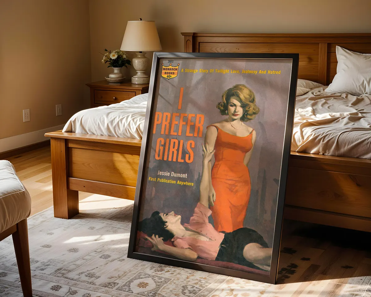 Bold typographic lesbian statement poster reading I Prefer Girls in a warm sapphic pride design. — photo 4