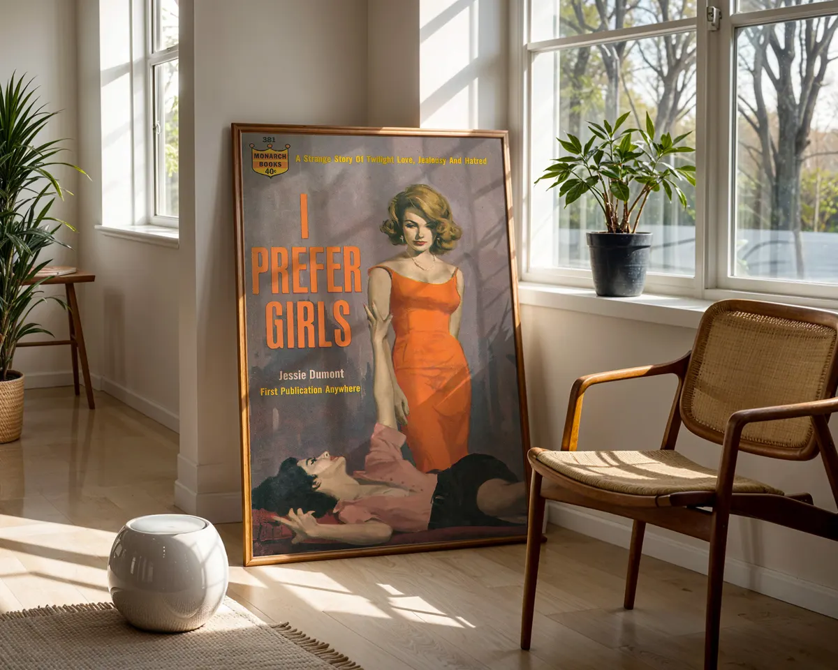 Bold typographic lesbian statement poster reading I Prefer Girls in a warm sapphic pride design. — photo 5