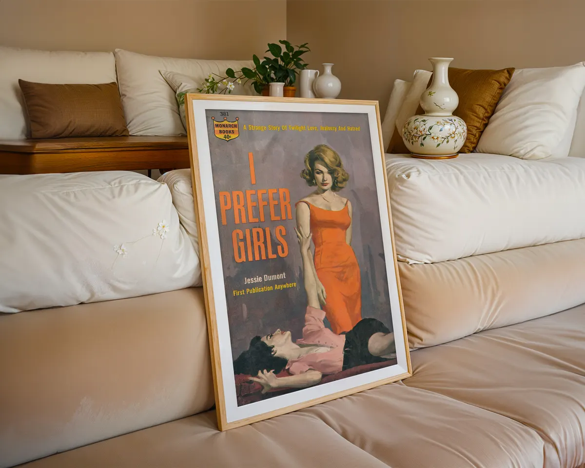 Bold typographic lesbian statement poster reading I Prefer Girls in a warm sapphic pride design. — photo 6