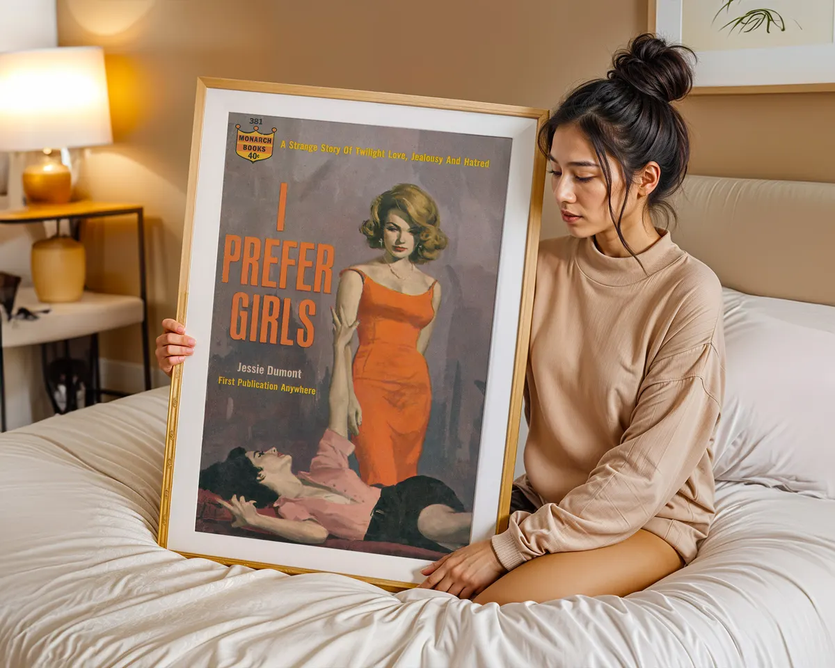 Bold typographic lesbian statement poster reading I Prefer Girls in a warm sapphic pride design. — photo 7