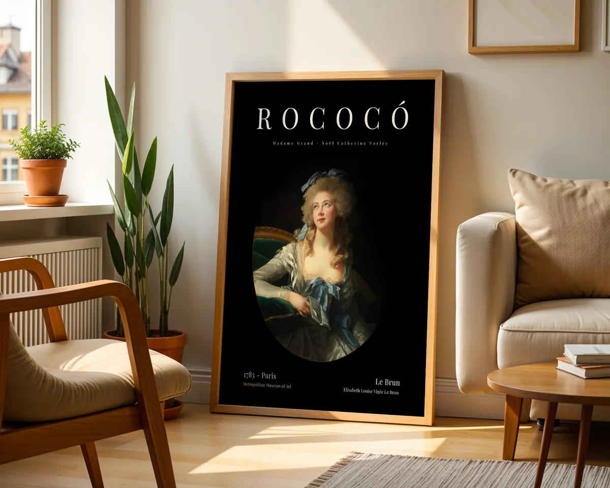 French Baroque style classical art poster with a grand theatrical portrait composition in rich warm tones and dramatic light. — photo 2