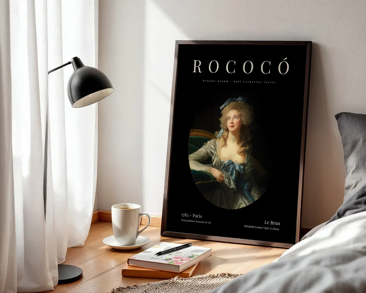 French Baroque style classical art poster with a grand theatrical portrait composition in rich warm tones and dramatic light. — photo 3