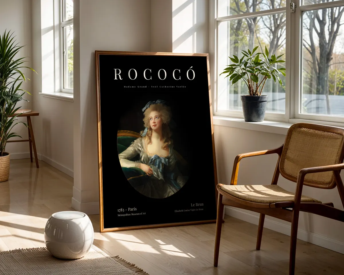 French Baroque style classical art poster with a grand theatrical portrait composition in rich warm tones and dramatic light. — photo 5