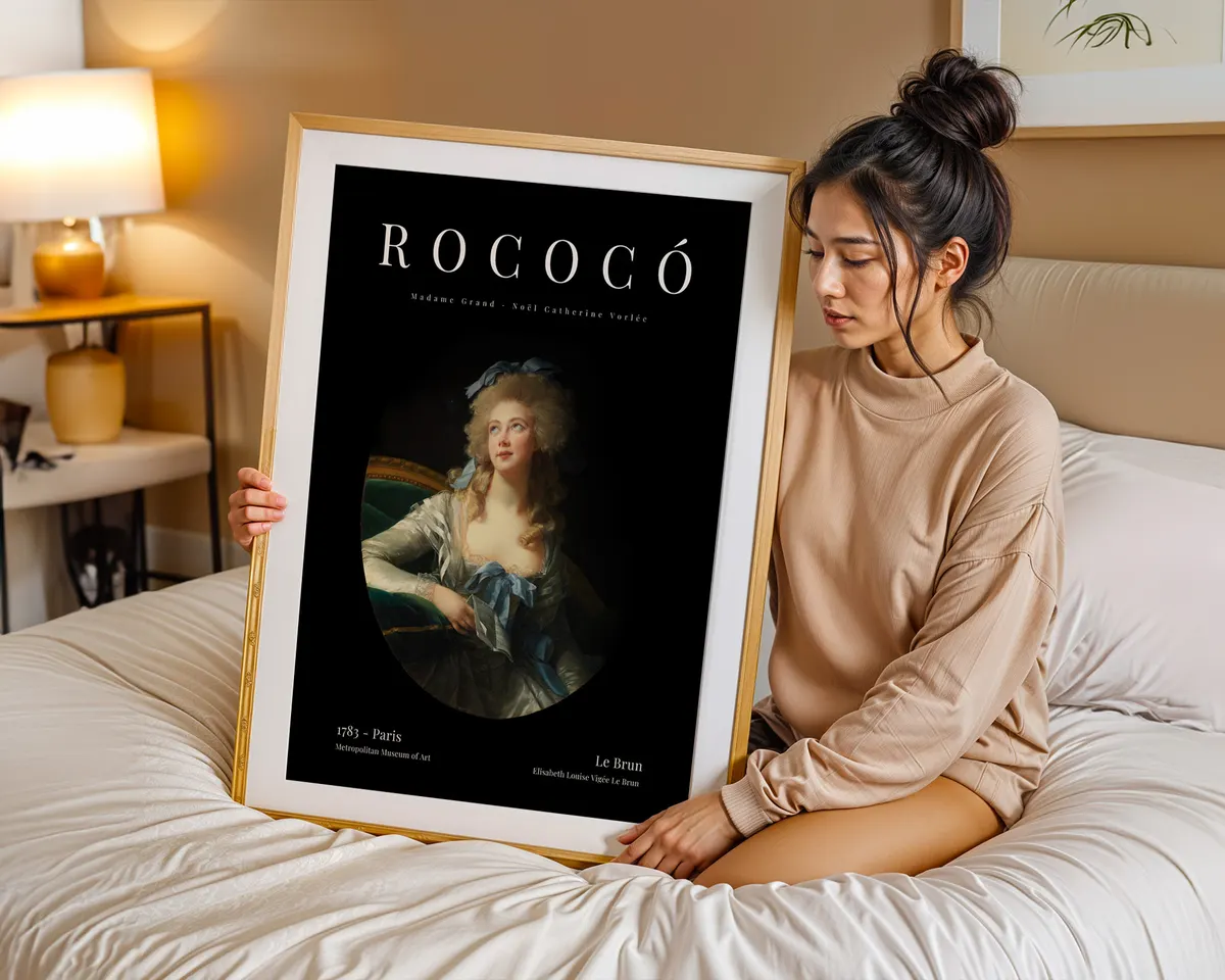 French Baroque style classical art poster with a grand theatrical portrait composition in rich warm tones and dramatic light. — photo 7