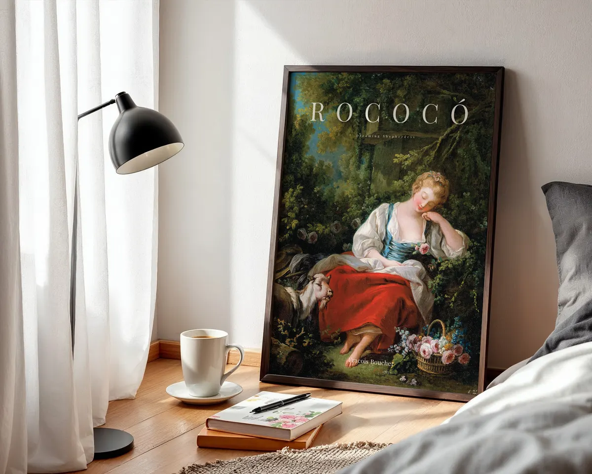 Rococo style 18th century French art poster with playful elegant composition in soft warm luminous colours. — photo 3