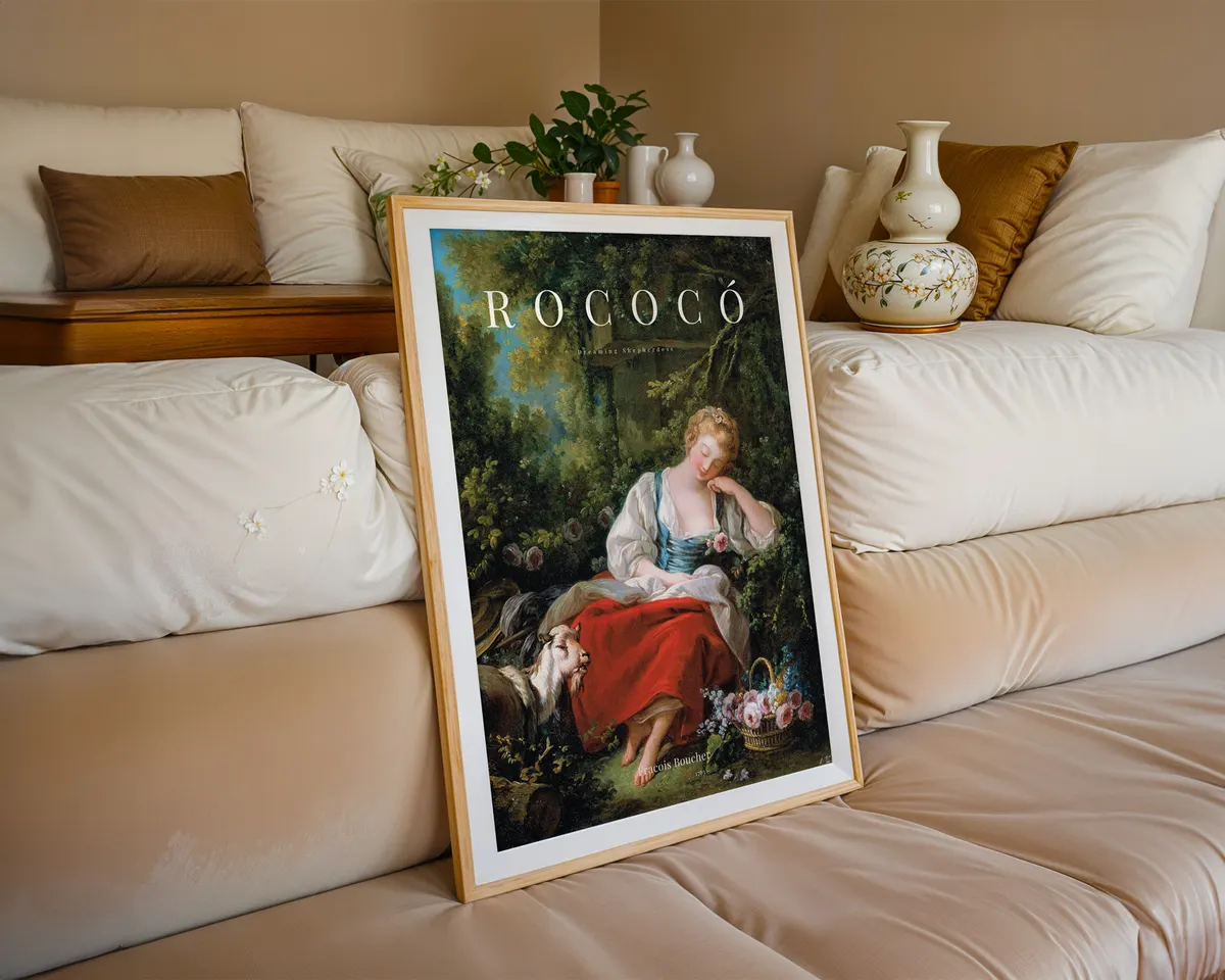Rococo style 18th century French art poster with playful elegant composition in soft warm luminous colours. — photo 6