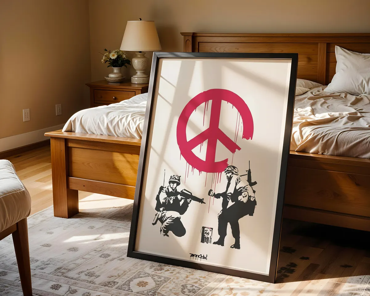Peace campaign protest poster with soldiers and anti-war imagery in a bold political composition. — photo 4