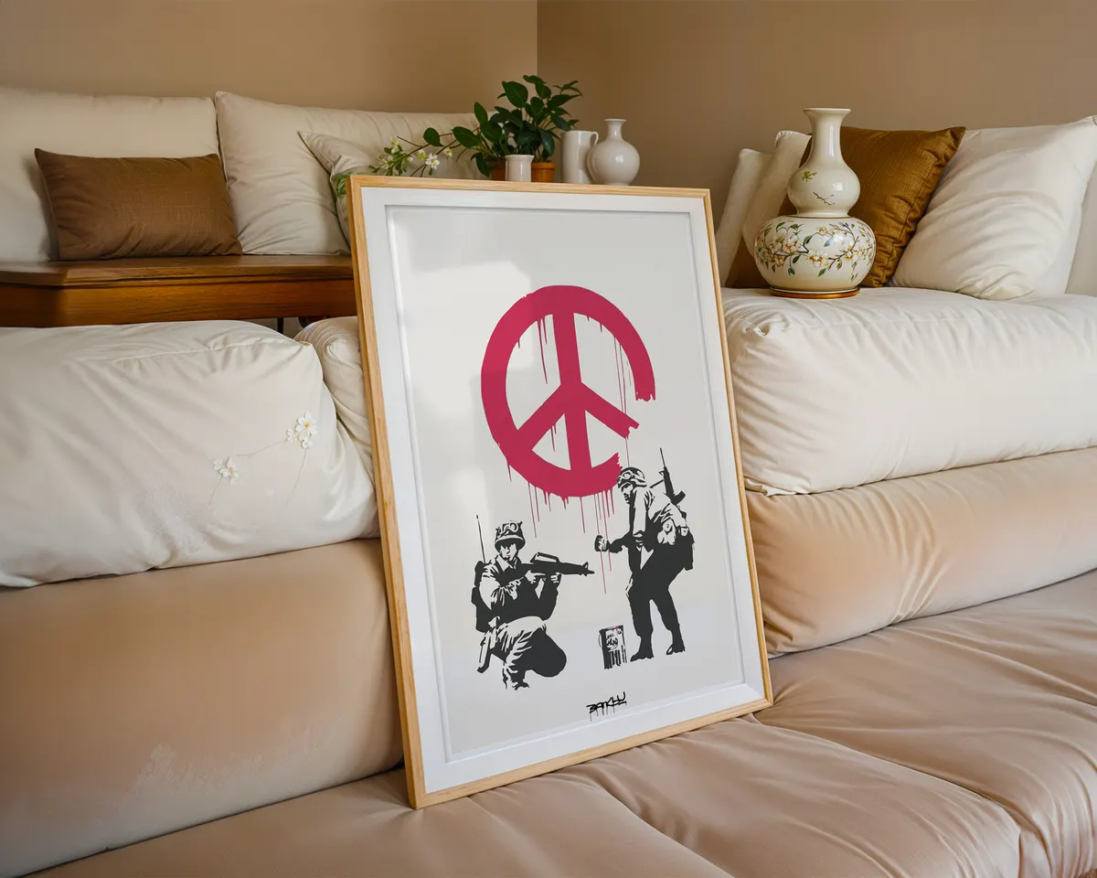 Peace campaign protest poster with soldiers and anti-war imagery in a bold political composition. — photo 6