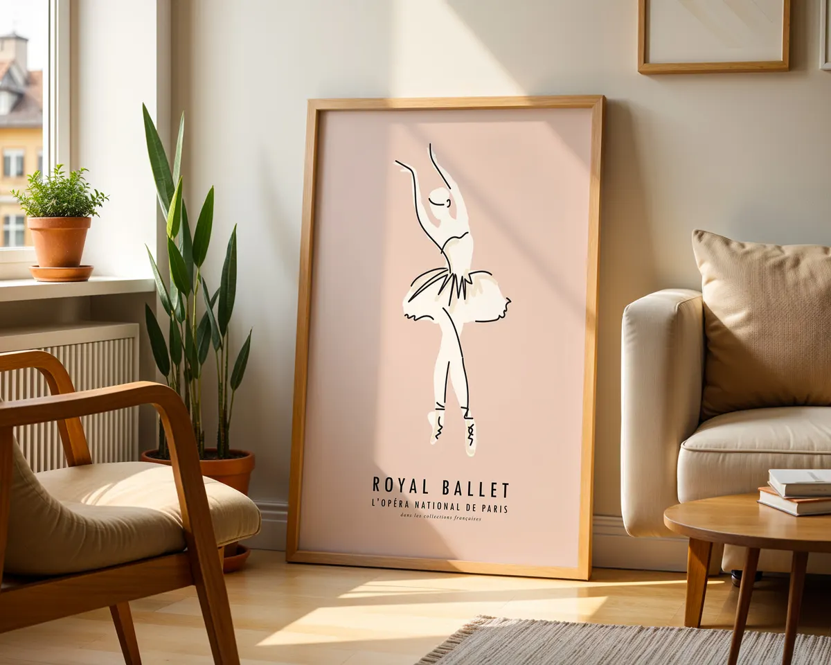 Vintage style ballet poster with elegant programme-inspired design and warm stage lighting tones. — photo 2