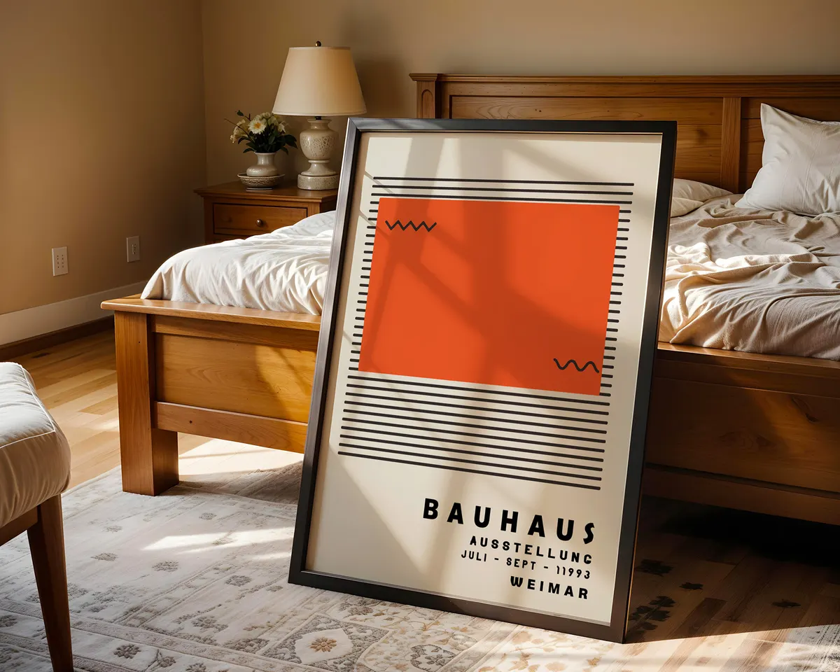 Bold Bauhaus style geometric poster in vibrant burnt orange with clean modernist shapes. — photo 4