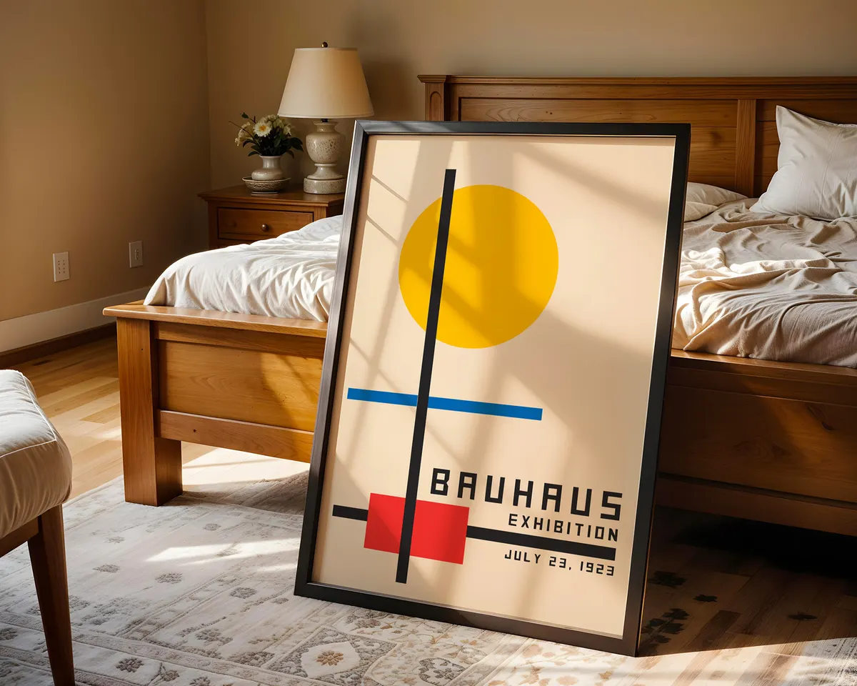 First Bauhaus geometric poster of a matching set of three with systematic modernist composition. — photo 4
