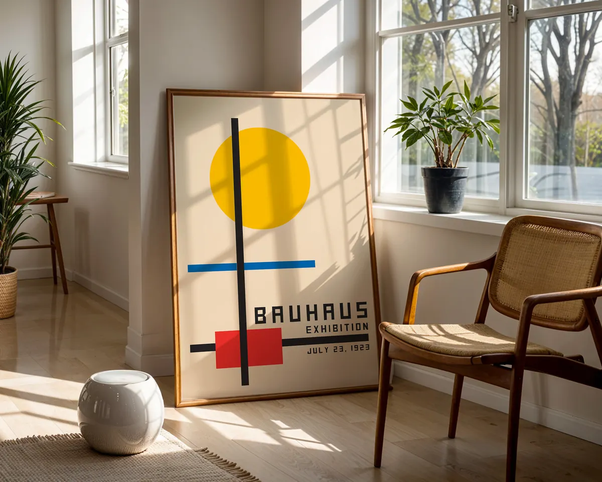 First Bauhaus geometric poster of a matching set of three with systematic modernist composition. — photo 5