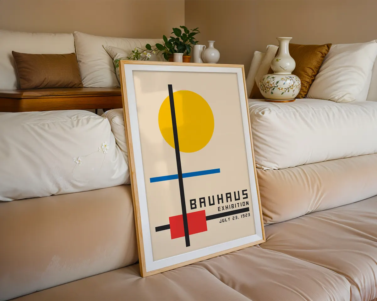 First Bauhaus geometric poster of a matching set of three with systematic modernist composition. — photo 6