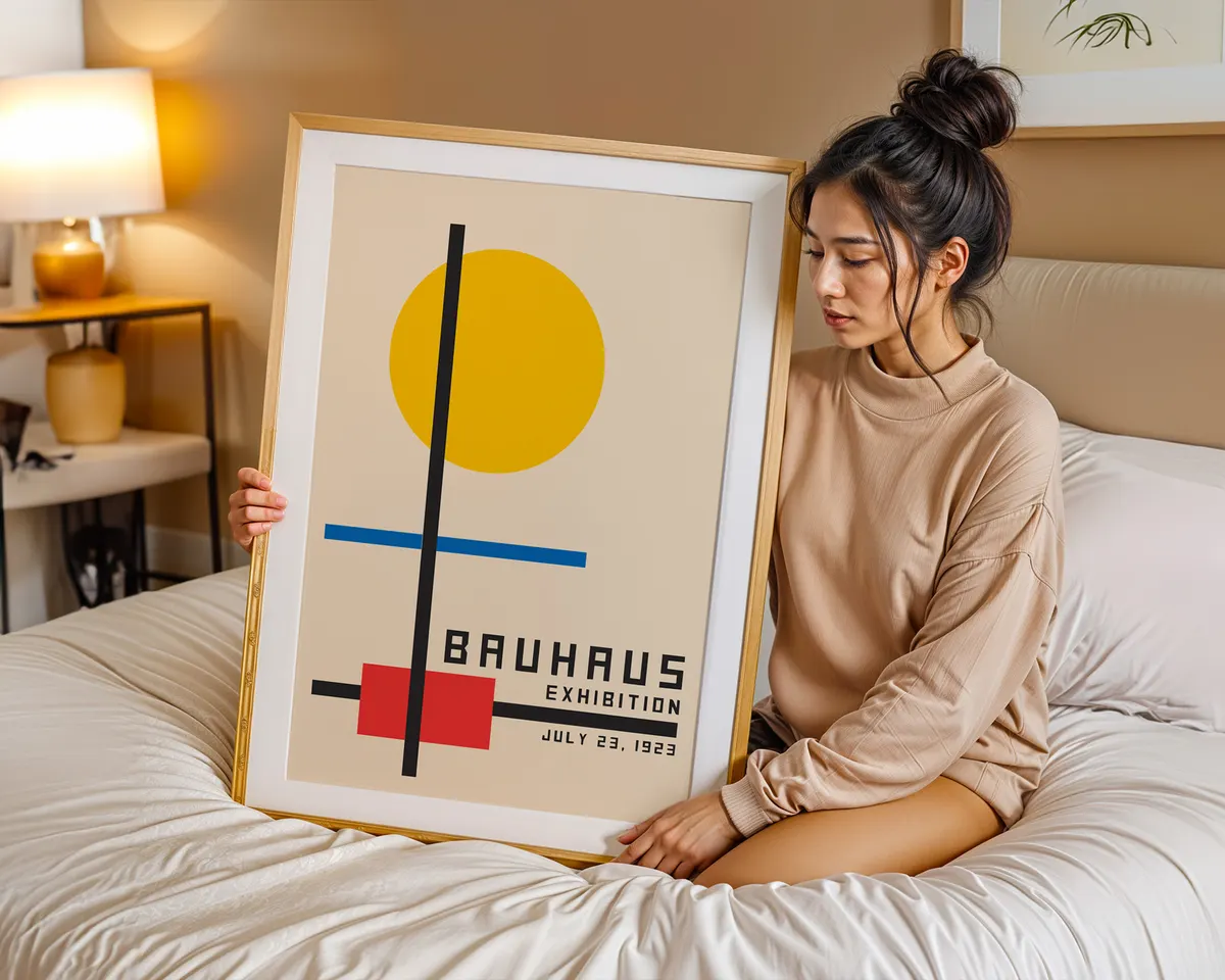 First Bauhaus geometric poster of a matching set of three with systematic modernist composition. — photo 7