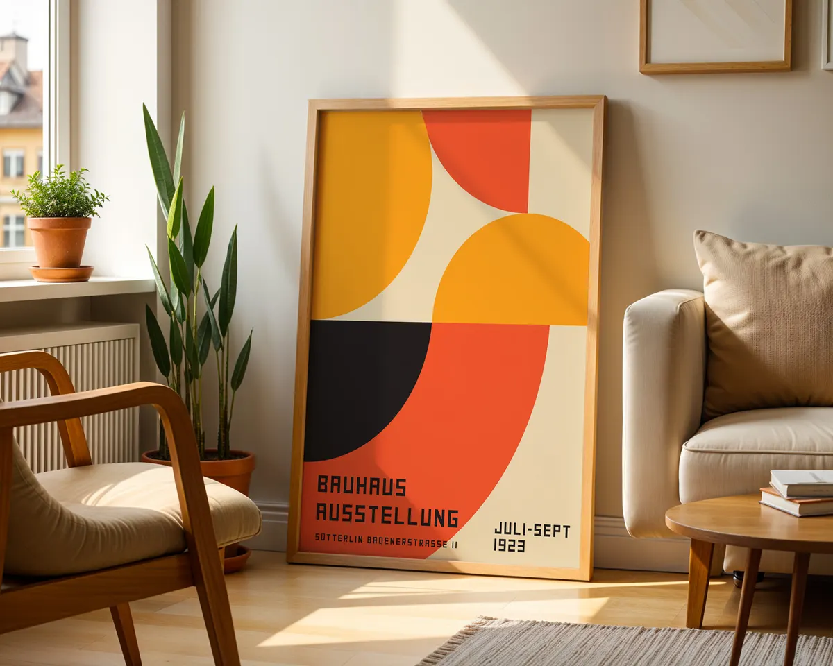 Second Bauhaus geometric poster of a matching set of three with complementary form and palette variation. — photo 2