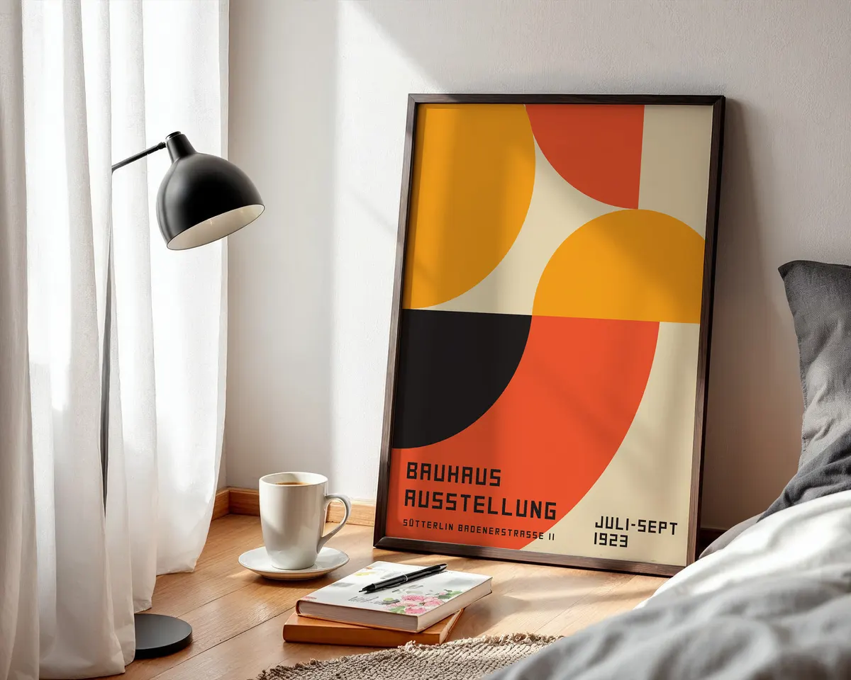 Second Bauhaus geometric poster of a matching set of three with complementary form and palette variation. — photo 3