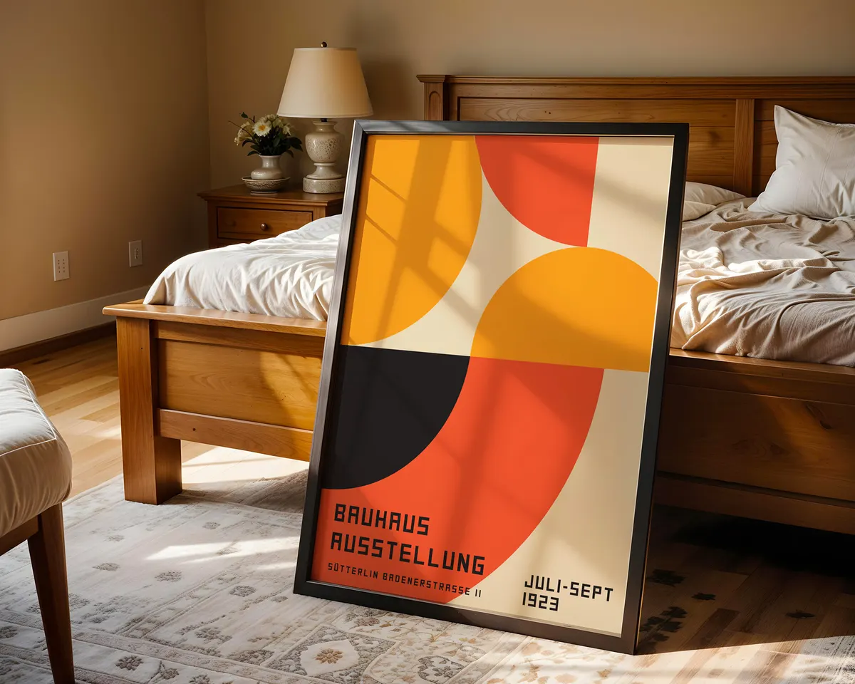 Second Bauhaus geometric poster of a matching set of three with complementary form and palette variation. — photo 4