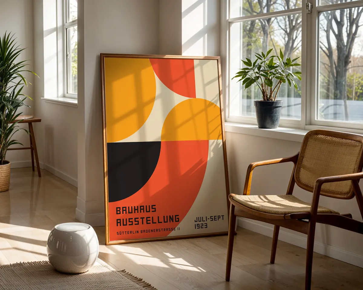 Second Bauhaus geometric poster of a matching set of three with complementary form and palette variation. — photo 5