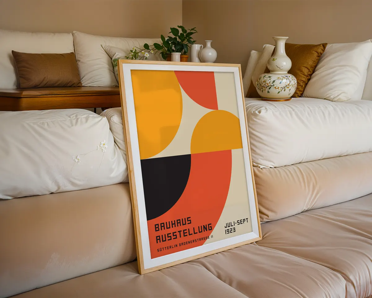 Second Bauhaus geometric poster of a matching set of three with complementary form and palette variation. — photo 6