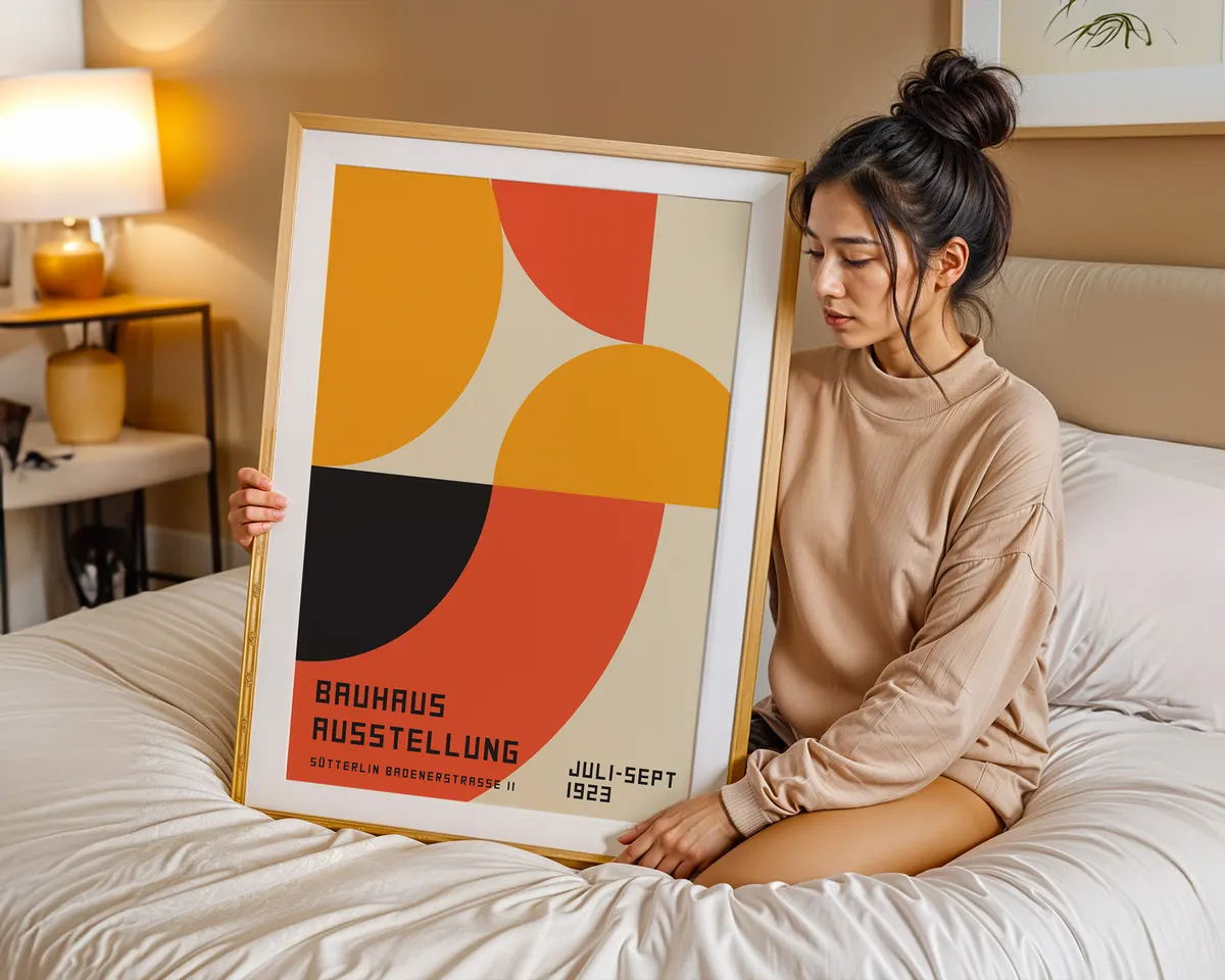 Second Bauhaus geometric poster of a matching set of three with complementary form and palette variation. — photo 7