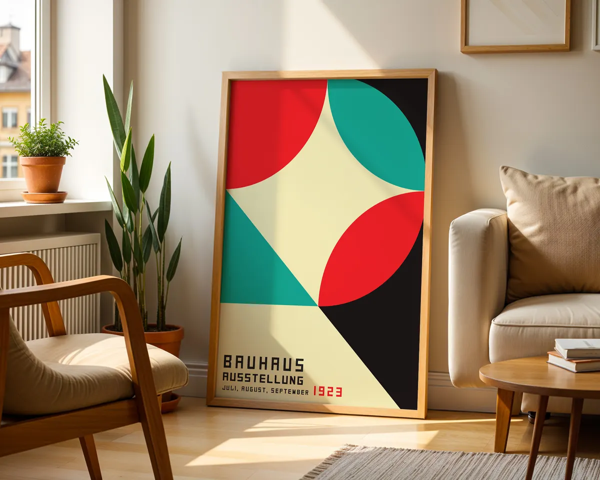 Third Bauhaus geometric poster completing a matching set of three with systematic modernist design. — photo 2