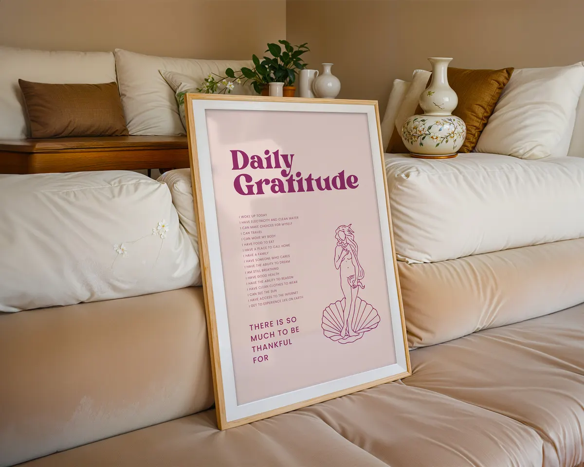 Calm typographic poster reading Daily Gratitude in clean warm lettering for mindful spaces. — photo 6