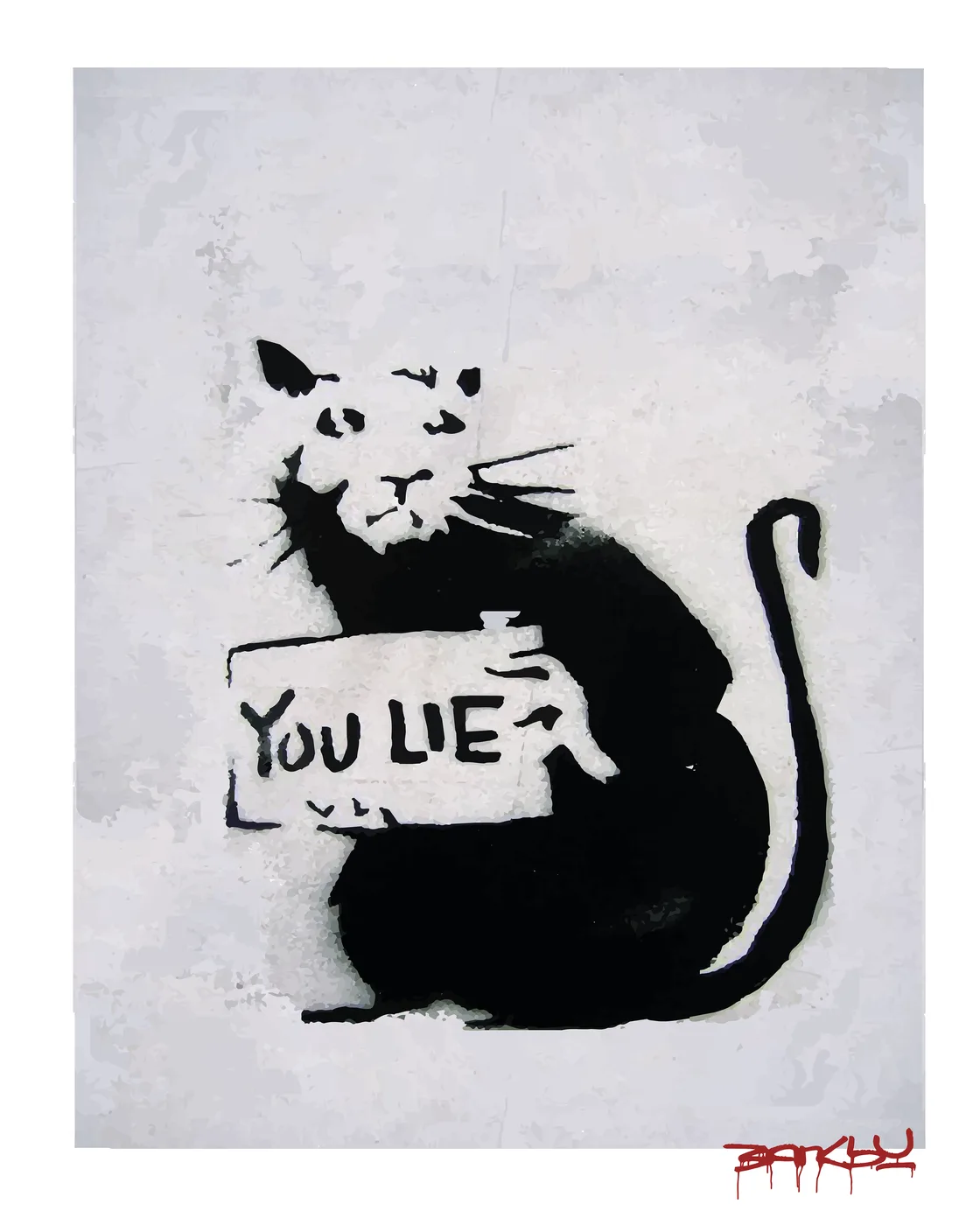 Bold typographic statement poster reading You Lie Rat in high contrast declarative lettering.