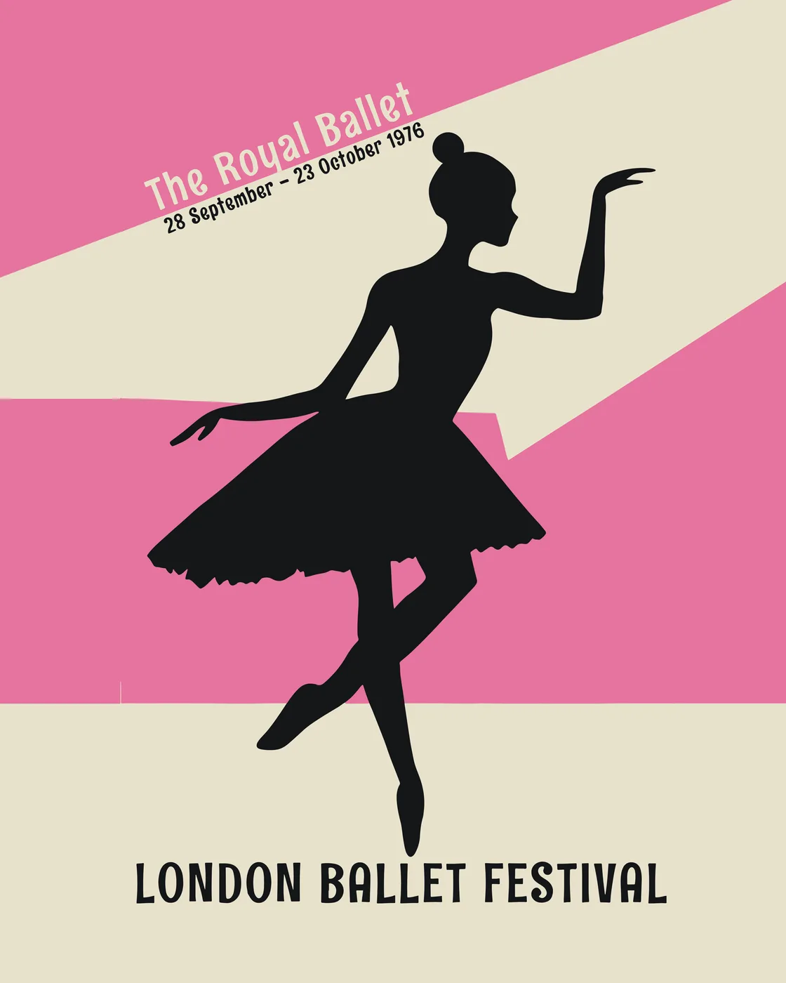 Contemporary graphic poster of a ballerina en pointe in a bold dynamic dance composition.