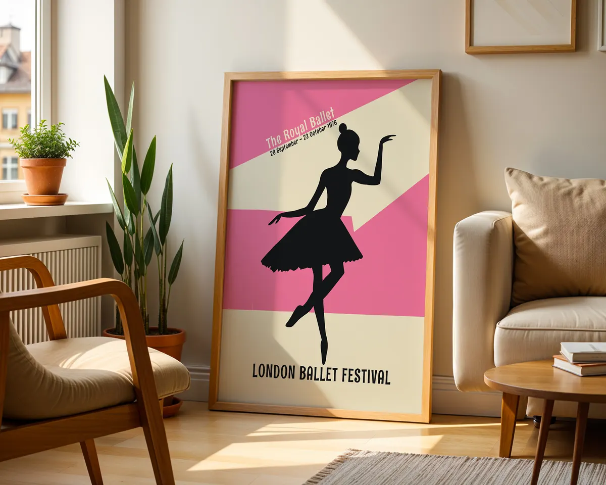 Contemporary graphic poster of a ballerina en pointe in a bold dynamic dance composition. — photo 2