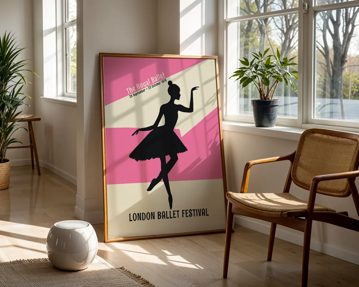 Contemporary graphic poster of a ballerina en pointe in a bold dynamic dance composition. — photo 5