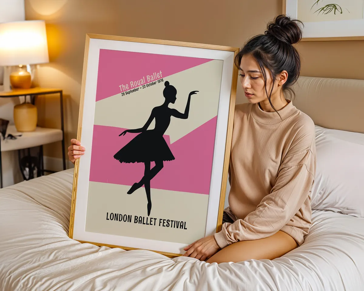 Contemporary graphic poster of a ballerina en pointe in a bold dynamic dance composition. — photo 7