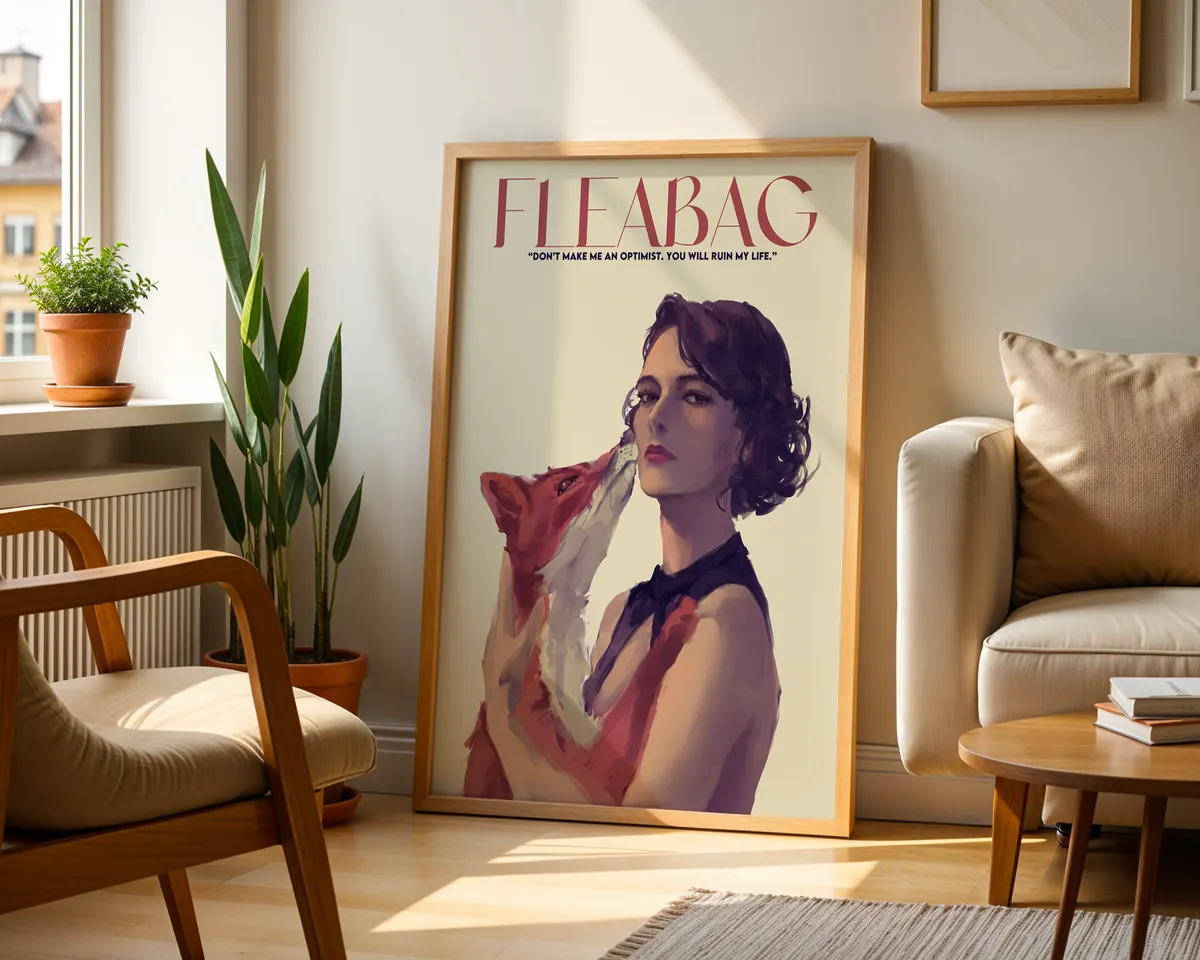 Illustrated portrait poster of a witty sharp-eyed woman in a bold graphic style with dark comedy spirit. — photo 2